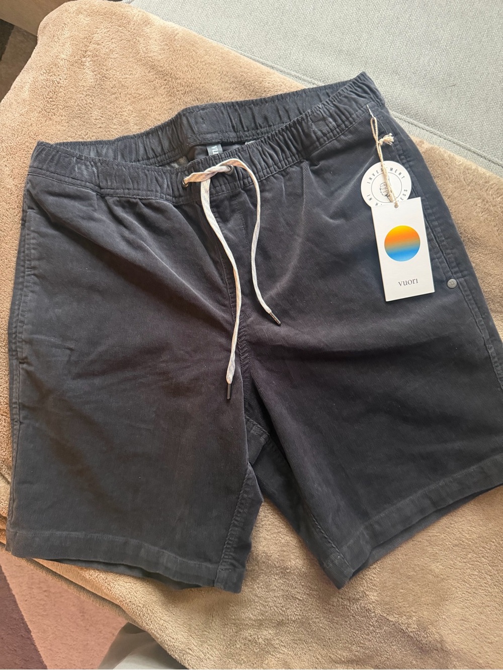 Vuori Gray Corduroy Drawstring Shorts